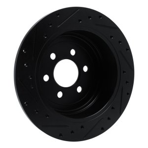 Dodge Dakota Brake Rotor (1) - Rear Right - R1 Concepts - Drilled & Slotted - Black - `03-`04